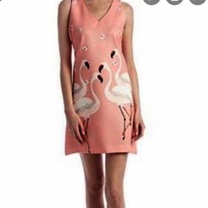 Gabby Skye Flamingo v-neck sleeveless shift dress